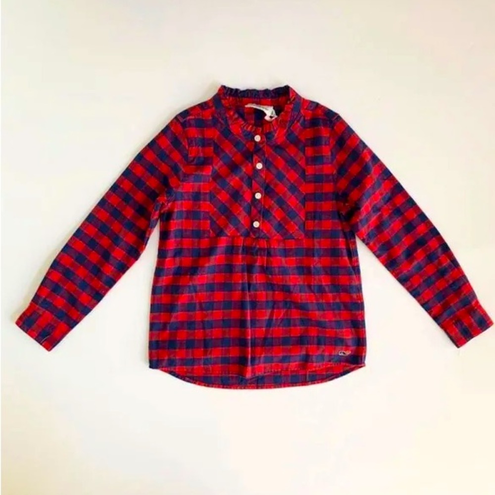 Vineyard Vines Girls Buffalo Check Flannel Popover, size M (10-12), EUC
